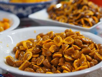 Close-up of noodles in bowl