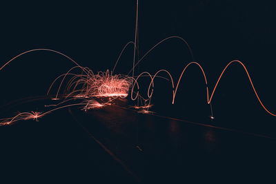 Firework display at night