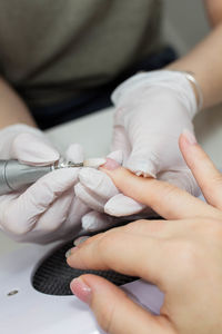 Close-up of woman holding hands