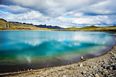 Scenic view of lake against sky