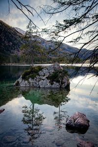 Scenic view of lake against sky