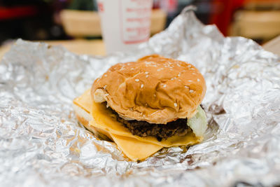 Close-up of burger