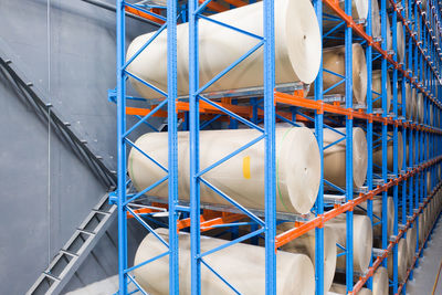 Full frame shot of metallic structure in factory