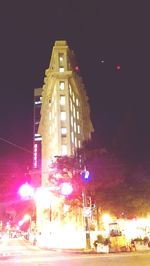 Illuminated buildings at night