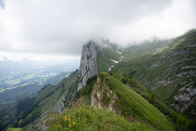 Scenic view of mountains against sky