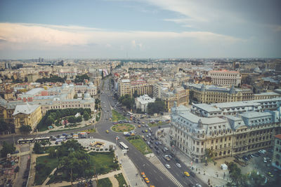 High angle view of buildings in city