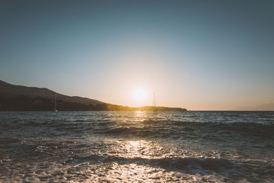 Scenic view of sea during sunset