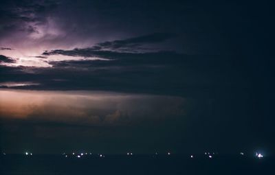 Scenic view of landscape against sky at night