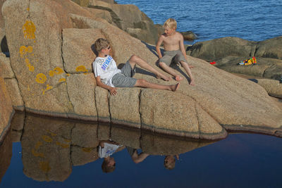 People enjoying in lake