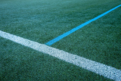 High angle view of soccer field