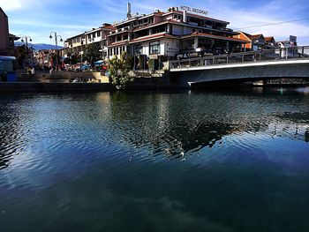 Reflection of building in water