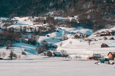 Scenic view of snow covered mountain