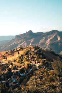 Scenic view of mountains against sky