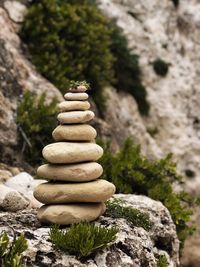 Stack of stones on rock