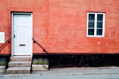 Closed door of building