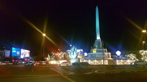 View of city street at night