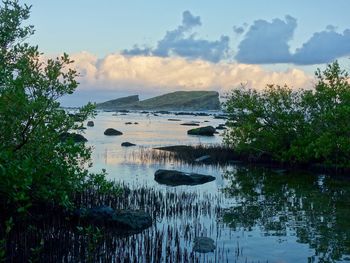 Scenic view of lake against sky