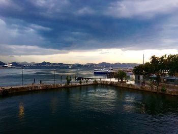 Scenic view of sea against dramatic sky