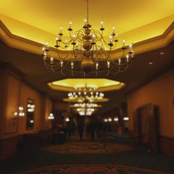 Illuminated electric lamp on ceiling