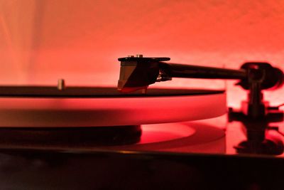 Close-up of record player needle