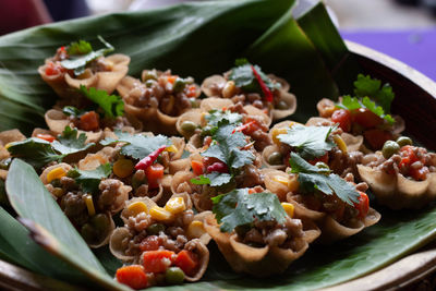 Close-up of food on table