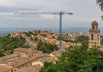 Aerial view of townscape against sky