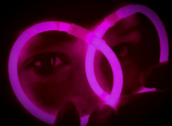 High angle view of woman with arms raised