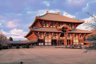 Exterior of temple building against sky