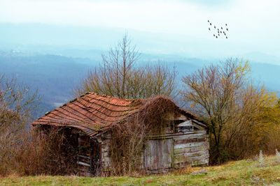 House on field against sky
