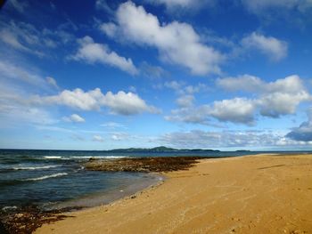 Scenic view of beach against sky