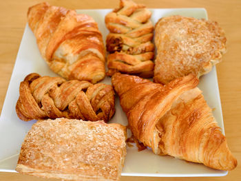 Close-up of croissant in tray