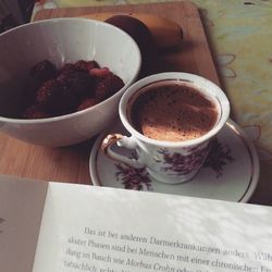 Coffee cup on table