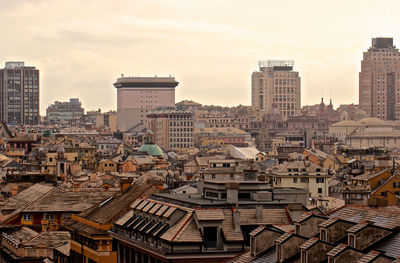 High angle view of buildings in city