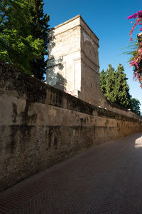 Exterior of historic building against clear sky