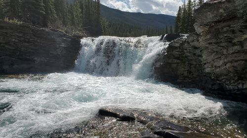 Water flowing through rocks