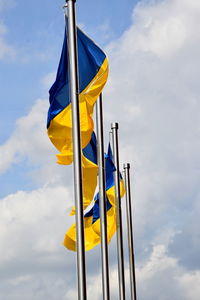 Low angle view of flag against sky ukraine 