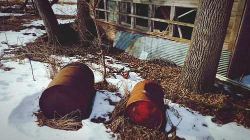 Abandoned rusty in winter