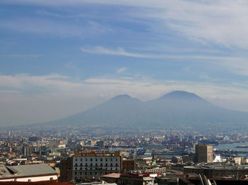 Evocative and colorful aerial view of the characteristic city of naples