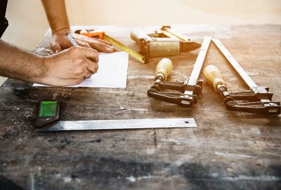 Man working on table