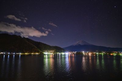 Scenic view of sea against sky at night