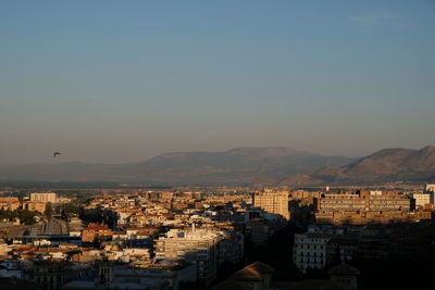 High angle view of townscape against sky