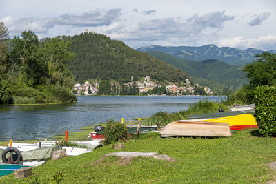 Scenic view of lake against sky