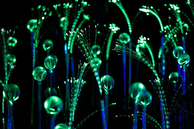 Green and blue fiber optic strands or filaments creating a magic fantastic abstract background