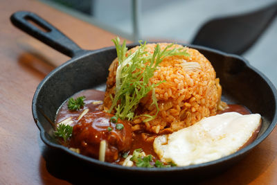 Close-up of food in bowl on table