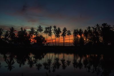 Silhouette palm trees against sky during sunset