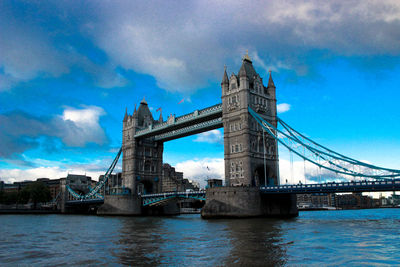 Low angle view of suspension bridge