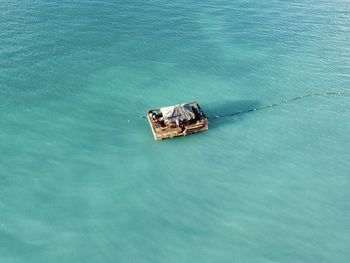 High angle view of boat in sea