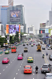 Traffic on road in city