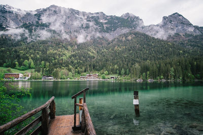 Scenic view of lake against mountains