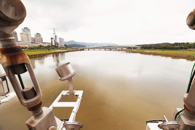 Panoramic view of lake against cloudy sky